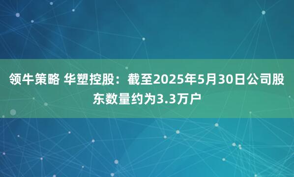 领牛策略 华塑控股：截至2025年5月30日公司股东数量约为3.3万户