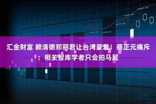 汇金财富 赖清德郑丽君让台湾蒙羞！蔡正元痛斥：相关智库学者只会拍马屁