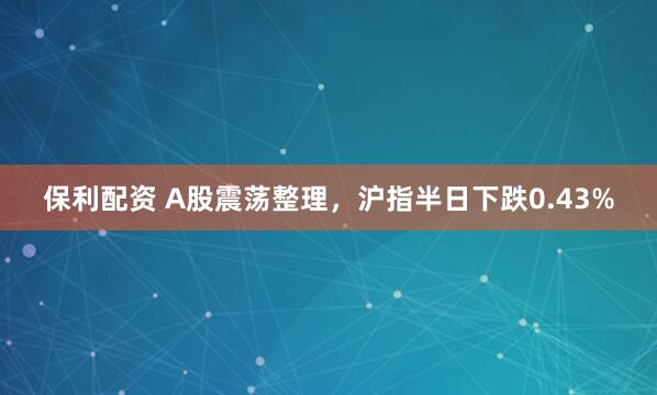 保利配资 A股震荡整理，沪指半日下跌0.43%